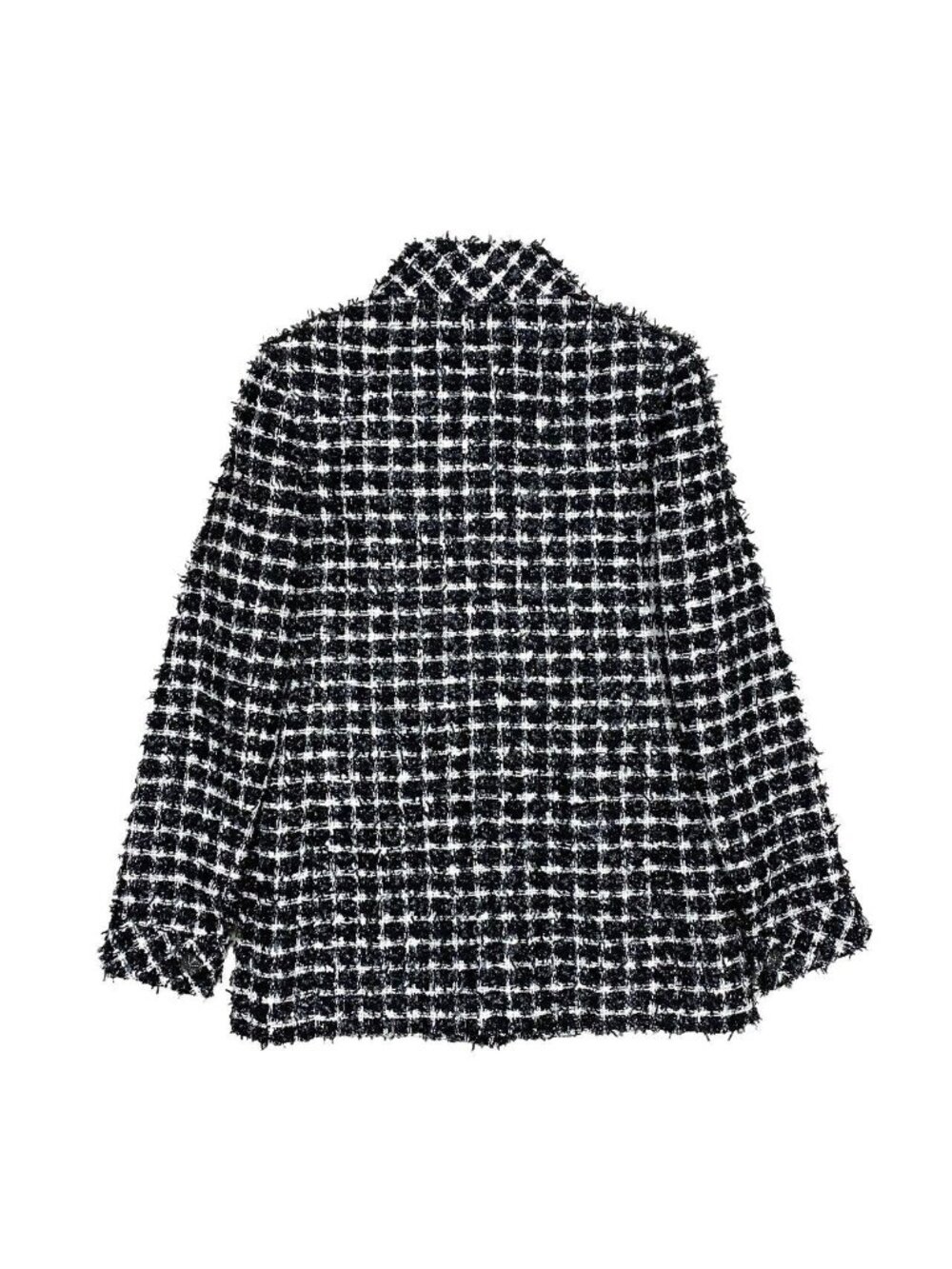 Chanel CC Logo Button Tweed Jacket 34 Black White - Picture 4 of 8